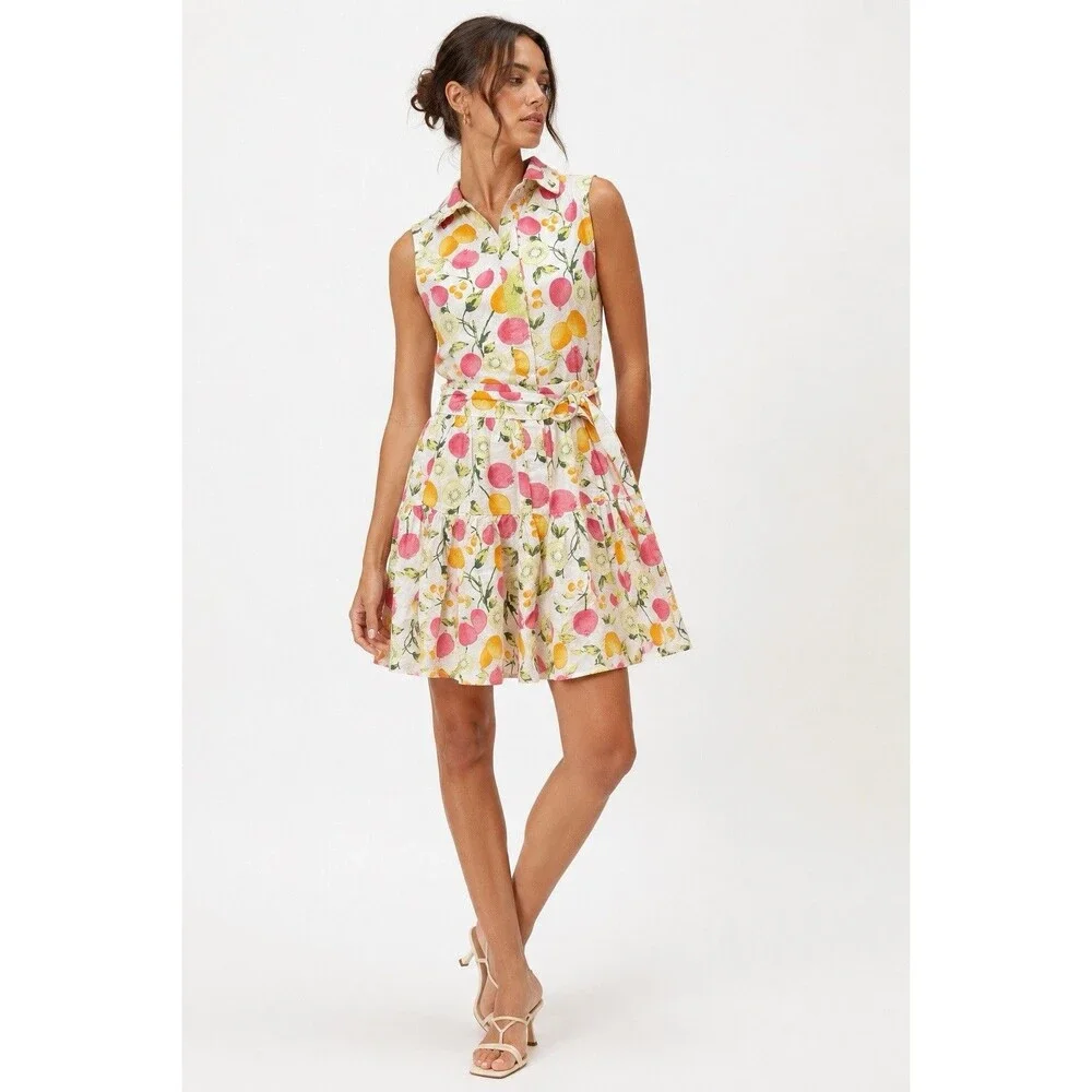 cynthia rowley linen shirt dress Cynthia Rowley Linen Shirt Dress - White Floral